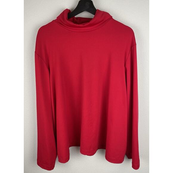 Susan Graver Top Womens Size 3X Red Long Sleeve Liquid Knit Stretch Mature Work - Picture 1 of 8